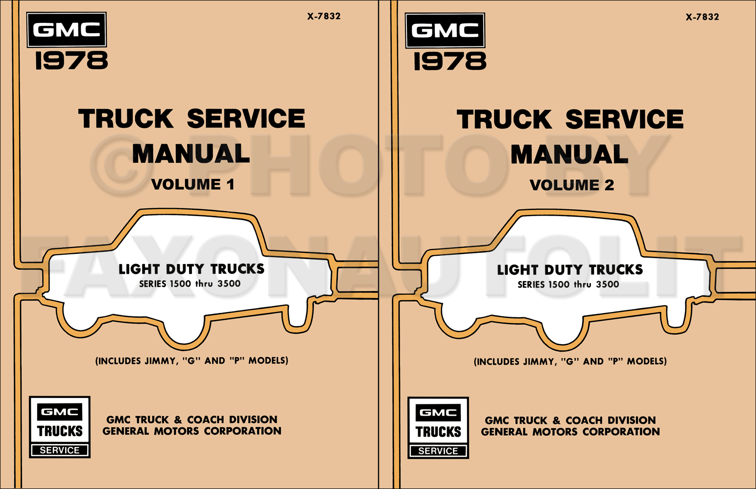 1978 GMC 1500-3500 Truck Repair Shop Manual Reprint Set Pickup, Jimmy, Suburban, Van, FC