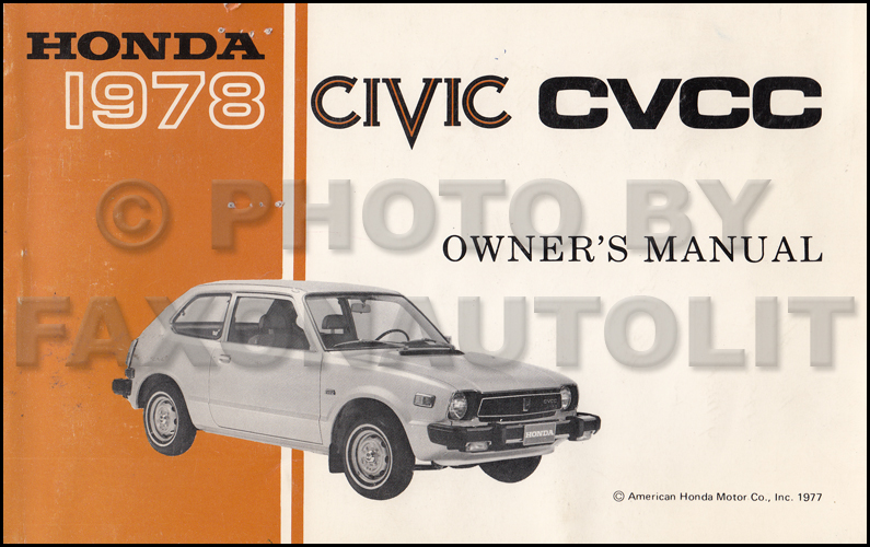 1978 Honda Civic CVCC Owner's Manual Original Sedan/Hatchback