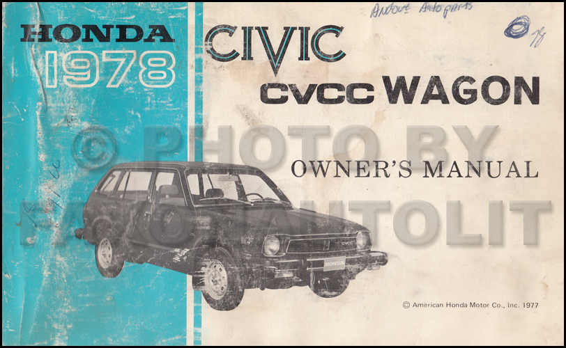 1978 Honda Civic CVCC Wagon Owner's Manual Original
