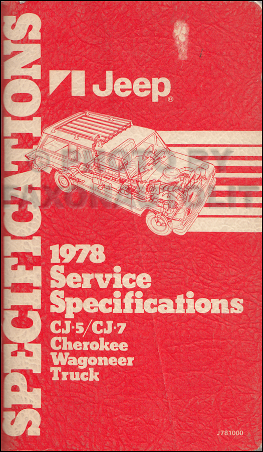 1978 Jeep Service Specifications Manual Original