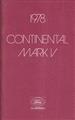 1978 Lincoln Mark V Continental Original Owner's Manual