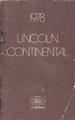 1978 Lincoln Continental Owner's Manual Original