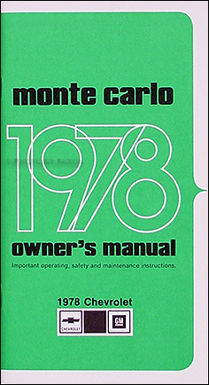 1978 Chevy Monte Carlo Owner's Manual Reprint