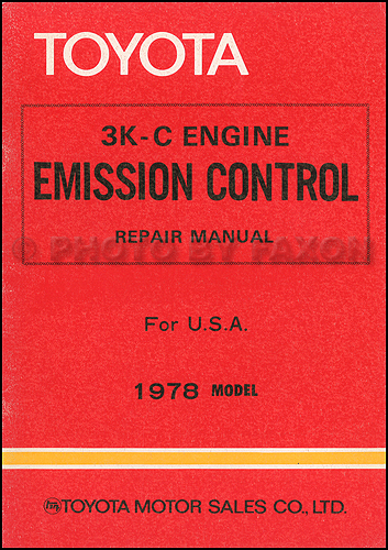 1978 Toyota Corolla 1.2L California Emission Control Manual Original