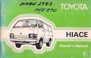 1979-1980 Toyota HiAce Van Owner's Manual Original Europe/Australia