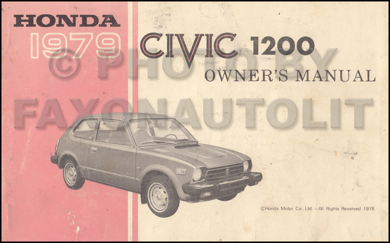 1979 Honda Civic 1200 Owner's Manual Original