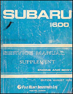 1979 Subaru Repair Manual Original Supplement