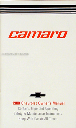1980 Camaro Owner's Manual Reprint Z/28 RS Berlinetta