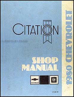 1980 Chevy Citation Repair Manual Original 