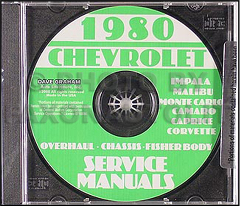 1980 Chevy Car Service Manual, Overhaul and Body Manuals CD-ROM