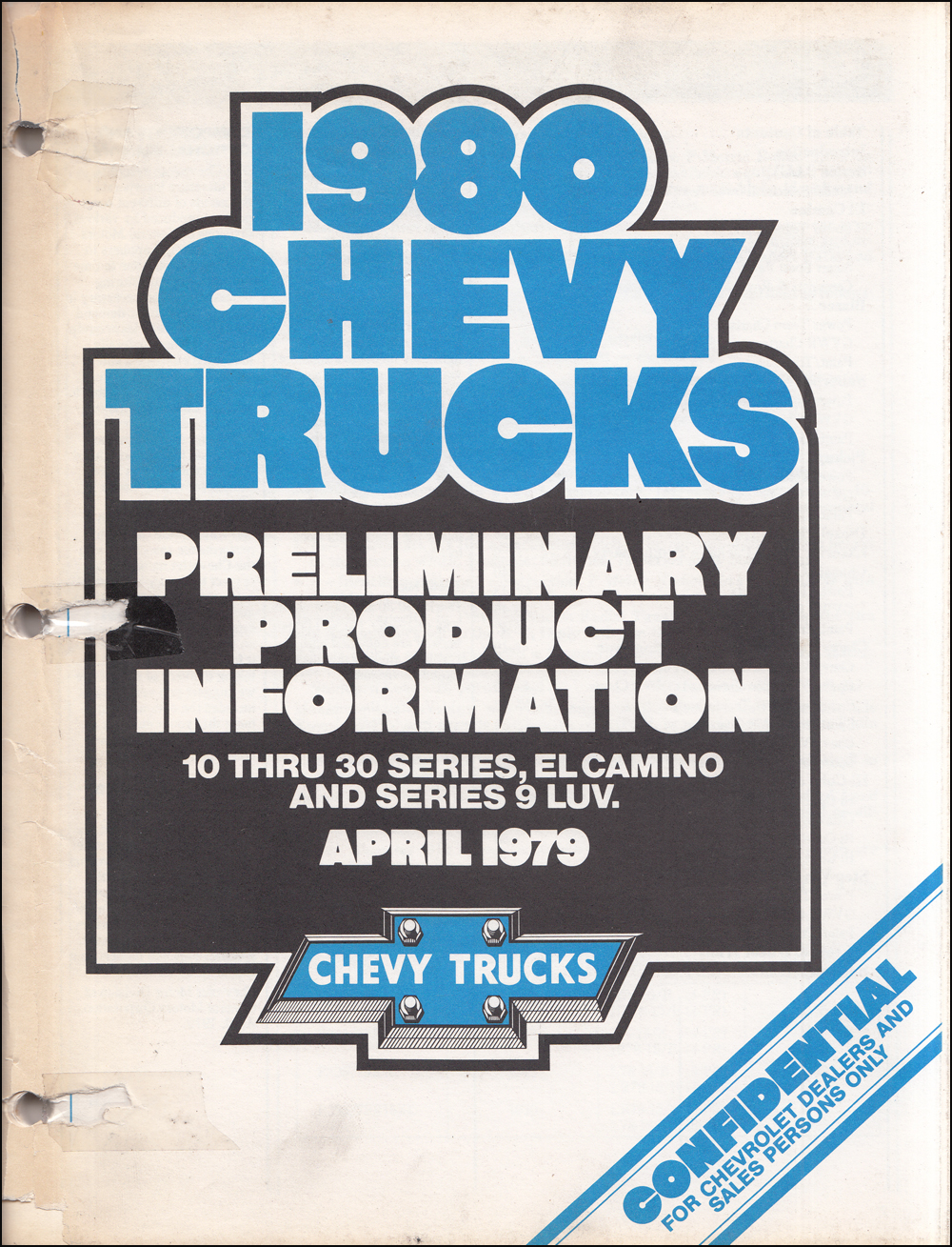 1980 Chevrolet Light Truck Preliminary Data Book Original 