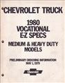 1980 Chevrolet Truck Vocational E-Z Specifications Data Book Original Preliminary