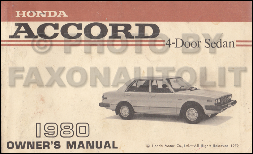 1980 Honda Accord Owner's Manual 4 Door Original