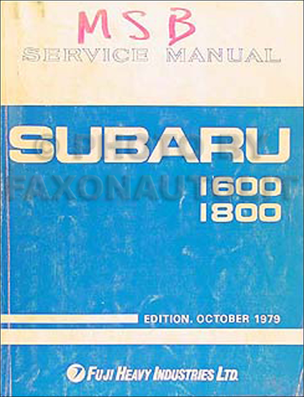 1980 Subaru Repair Manual Original 