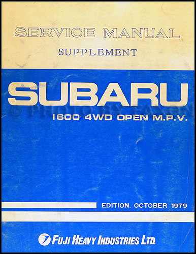 1980 Subaru "Brat" 1600 4WD Open MPV Repair Manual Original Supplement