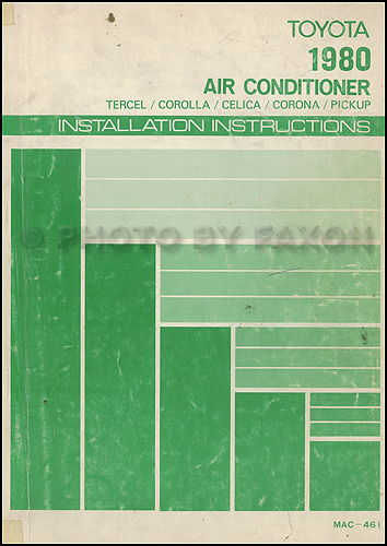 1980 Toyota Car & Truck Air Conditioner Installation Manual Original