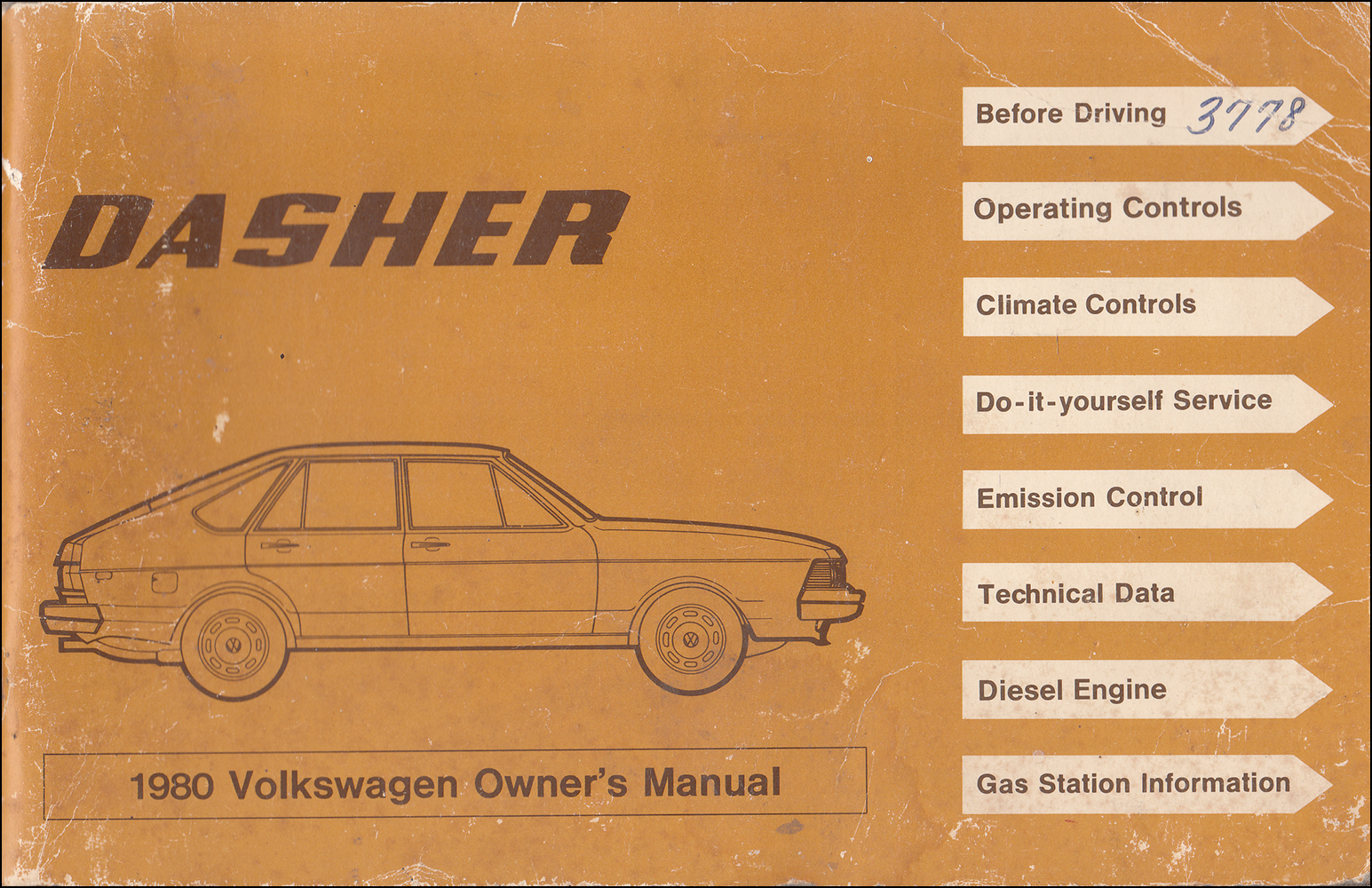 1980 Volkswagen Dasher Owner's Manual Original