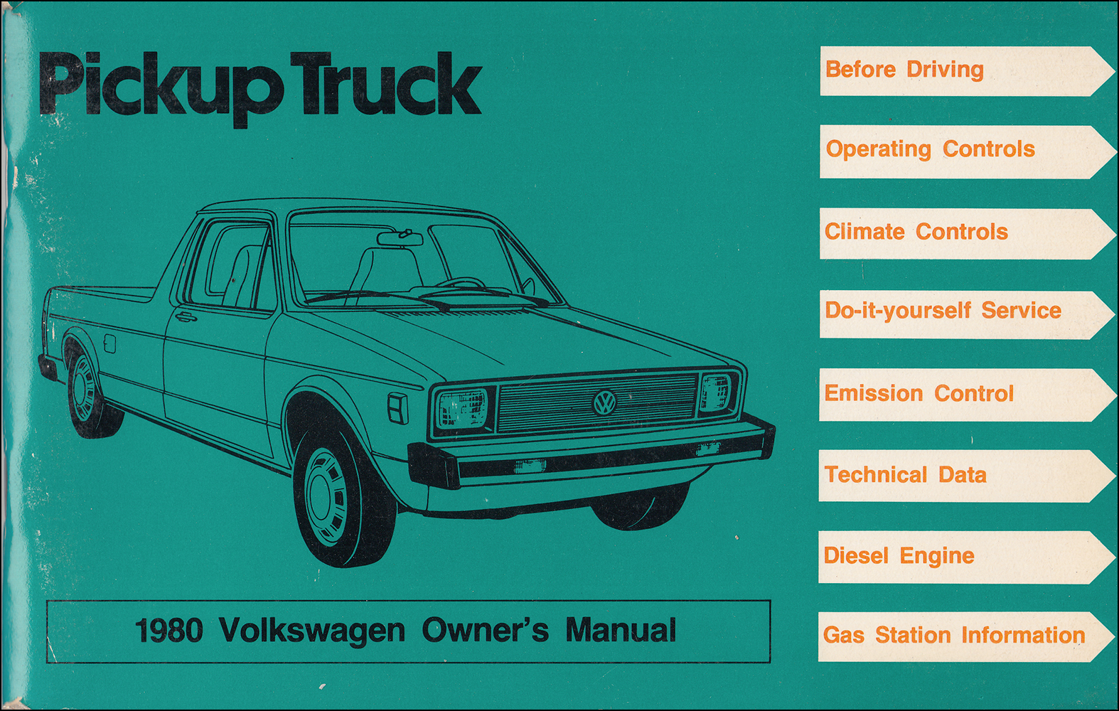 1980 Volkswagen Pickup Truck Owner's Manual Original 