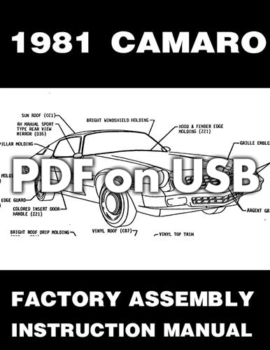 1981 Chevrolet Camaro Factory Assembly Manual USB