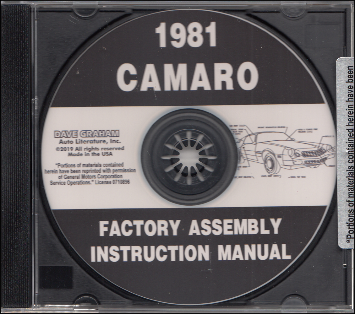 1981 Chevrolet Camaro Factory Assembly Manual CD-ROM
