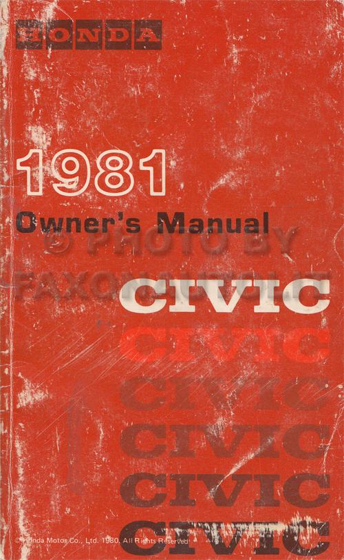 1981 Honda Civic Owner's Manual Original