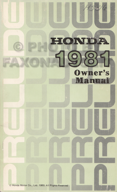 1981 Honda Prelude Owner's Manual Original