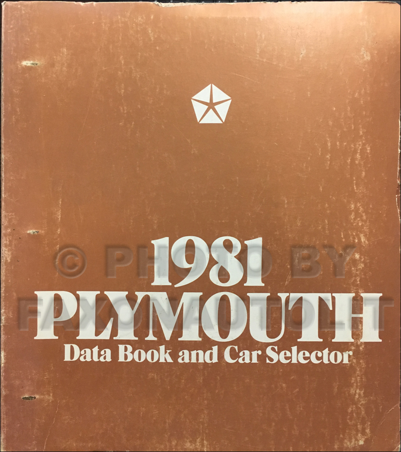 1981 Plymouth Data Book Original
