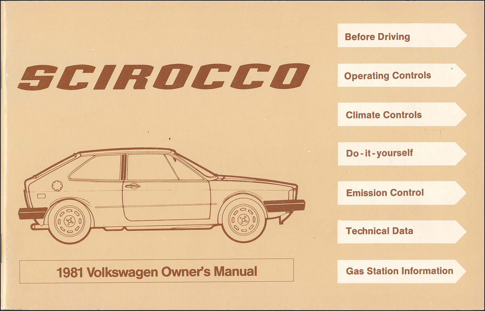 1981 Volkswagen Scirocco Owner's Manual Original