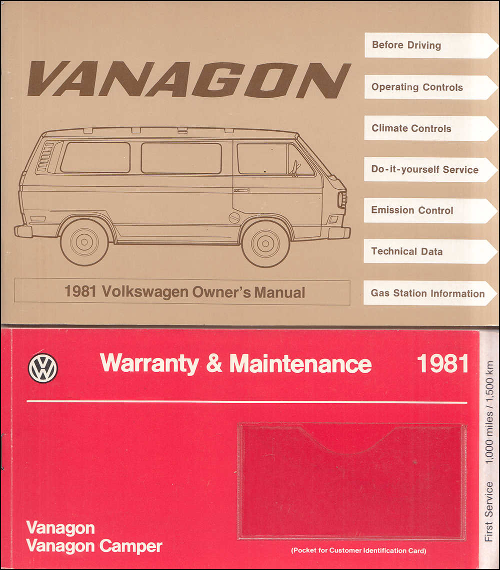 1981 Volkswagen Vanagon Owner's Manual Original 
