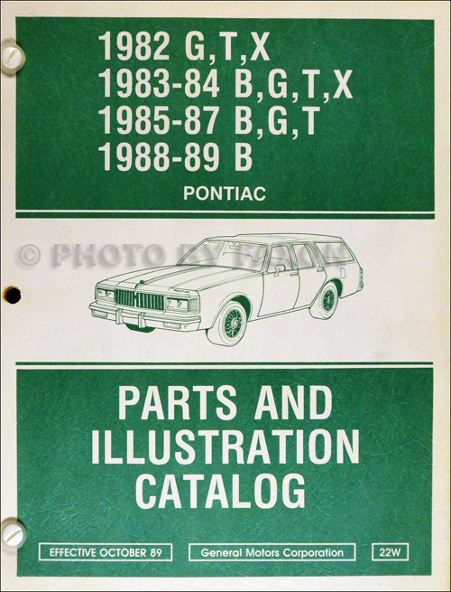 1982-1989 Pontiac Parts Book Original Safari T1000 Phoenix Parisienne 82-86 Grand Prix/Bonneville