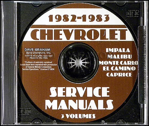 1982-1983 Chevrolet Impala Malibu Monte Carlo El Camino Caprice Service Manuals CD