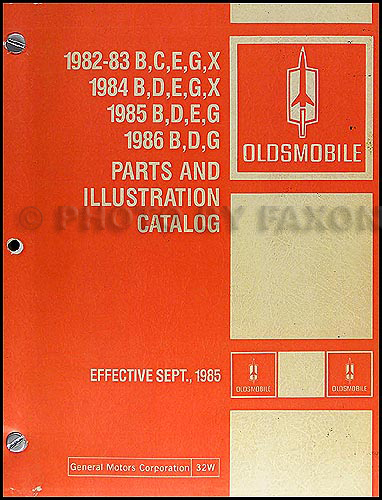 1982-1986 Olds Parts Book Original Cutlass Supreme/Calais Omega 82-85 Toronado 88 82-84 98