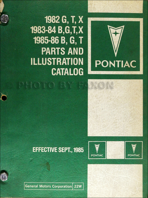 1982-1986 Pontiac Parts Book Original Bonneville Grand Prix T1000 Phoenix