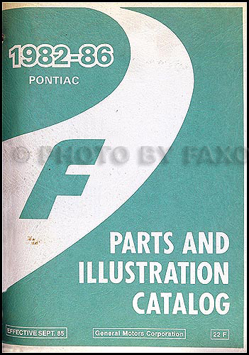 1982-86 Pontiac Firebird Parts Book Original
