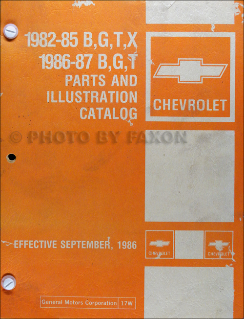 1982-1987 Chevy Parts Book Original El Camino Monte Carlo Caprice Impala Malibu Chevette Citation