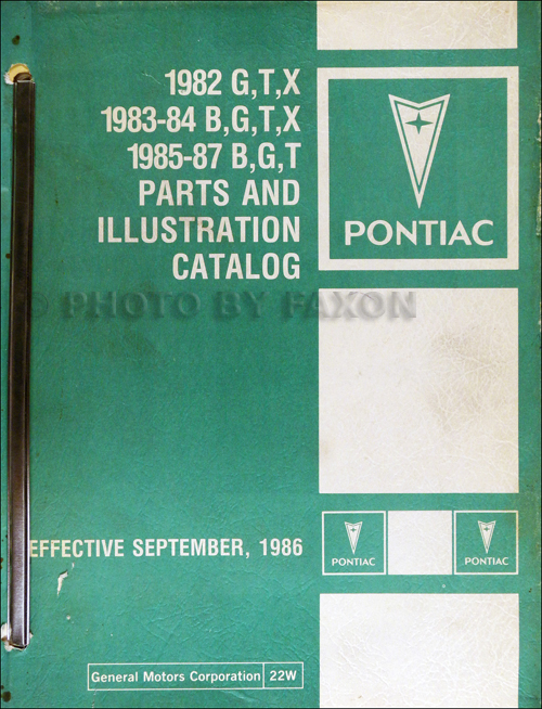 1982-1987 Pontiac Parts Book Original Grand Prix T1000 Phoenix Parisienne 82-86 Bonneville
