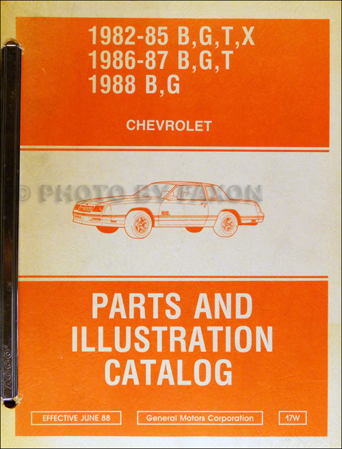 1982-1988 Chevrolet Parts Book Original Caprice Monte Carlo El Camino, Etc.