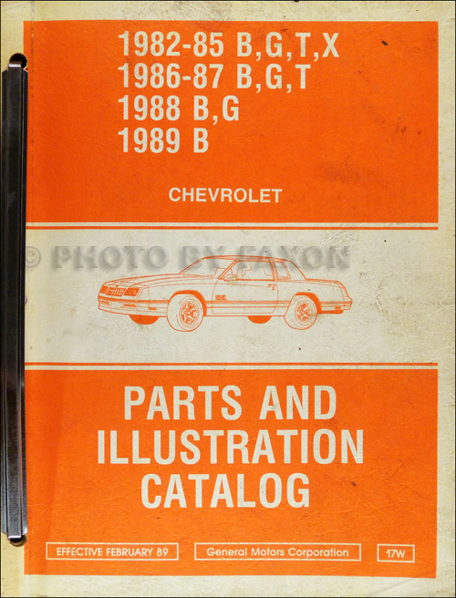 1982-1989 Chevrolet Parts Book Original Caprice Monte Carlo El Camino, Etc.