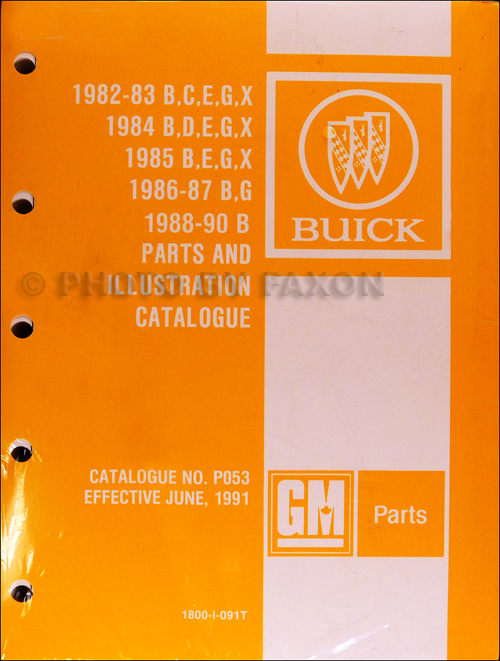 1982-1990 Buick Parts Book Original CANADIAN Grand National, Regal, Wagons, and more