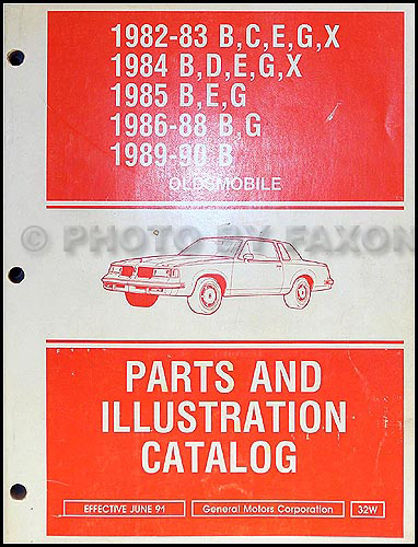 1982-1990 Olds Parts Book Original Custom Cruiser 82-88 Cutlass Supreme/Calais Omega