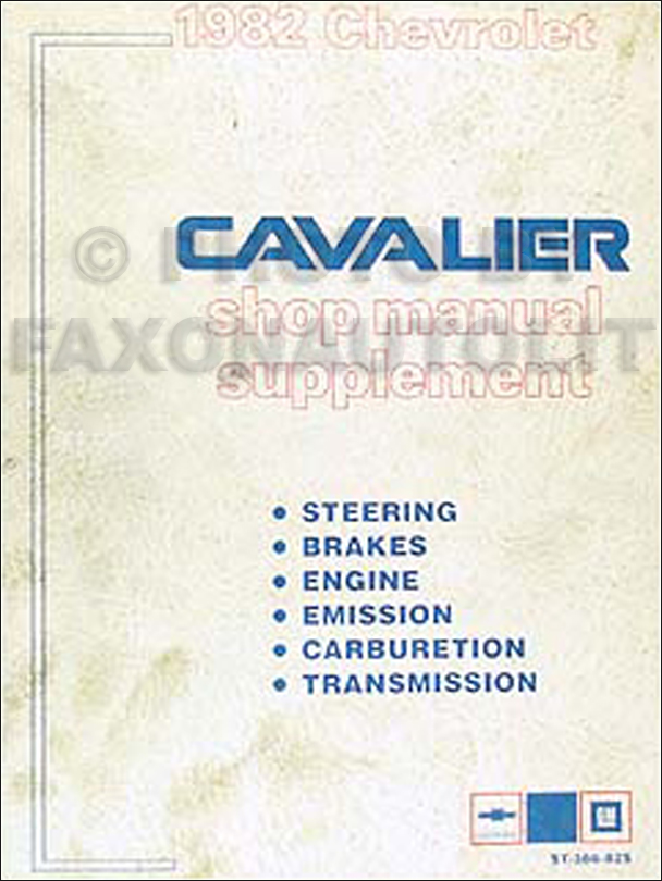 1982 Chevy Cavalier Repair Manual Update Supplement Original 