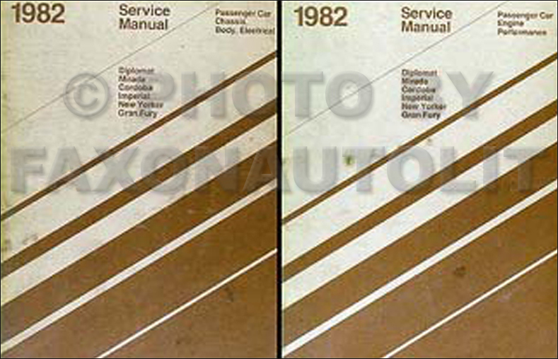 1982 RWD Repair Shop Manual Set Diplomat Mirada Cordoba New Yorker Gran Fury Imperial