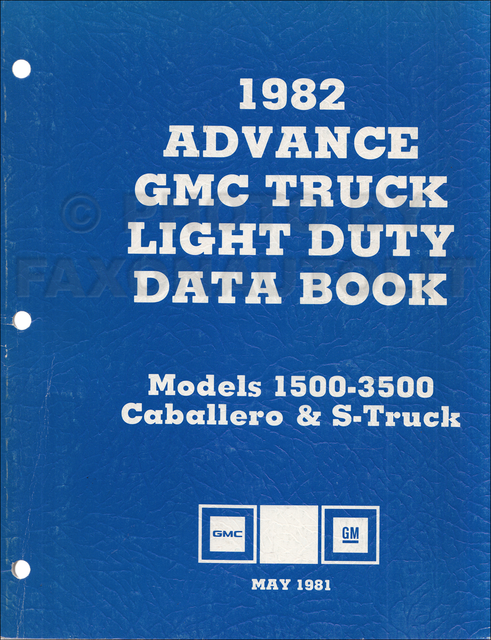 1982 GMC Advance Light Duty Data Book Original