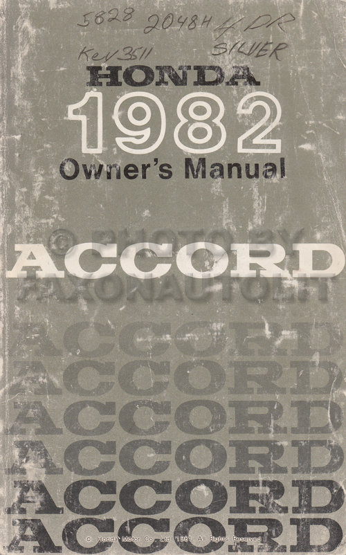 1982 Honda Accord Owner's Manual Original