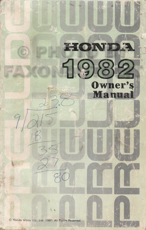 1982 Honda Prelude Owner's Manual Original