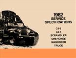 1982 Jeep Service Specifications Manual Reprint