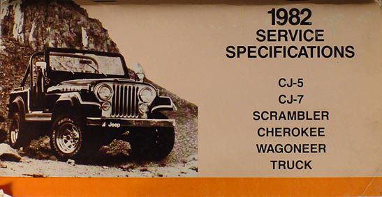 1982 Jeep Service Specifications Manual Original
