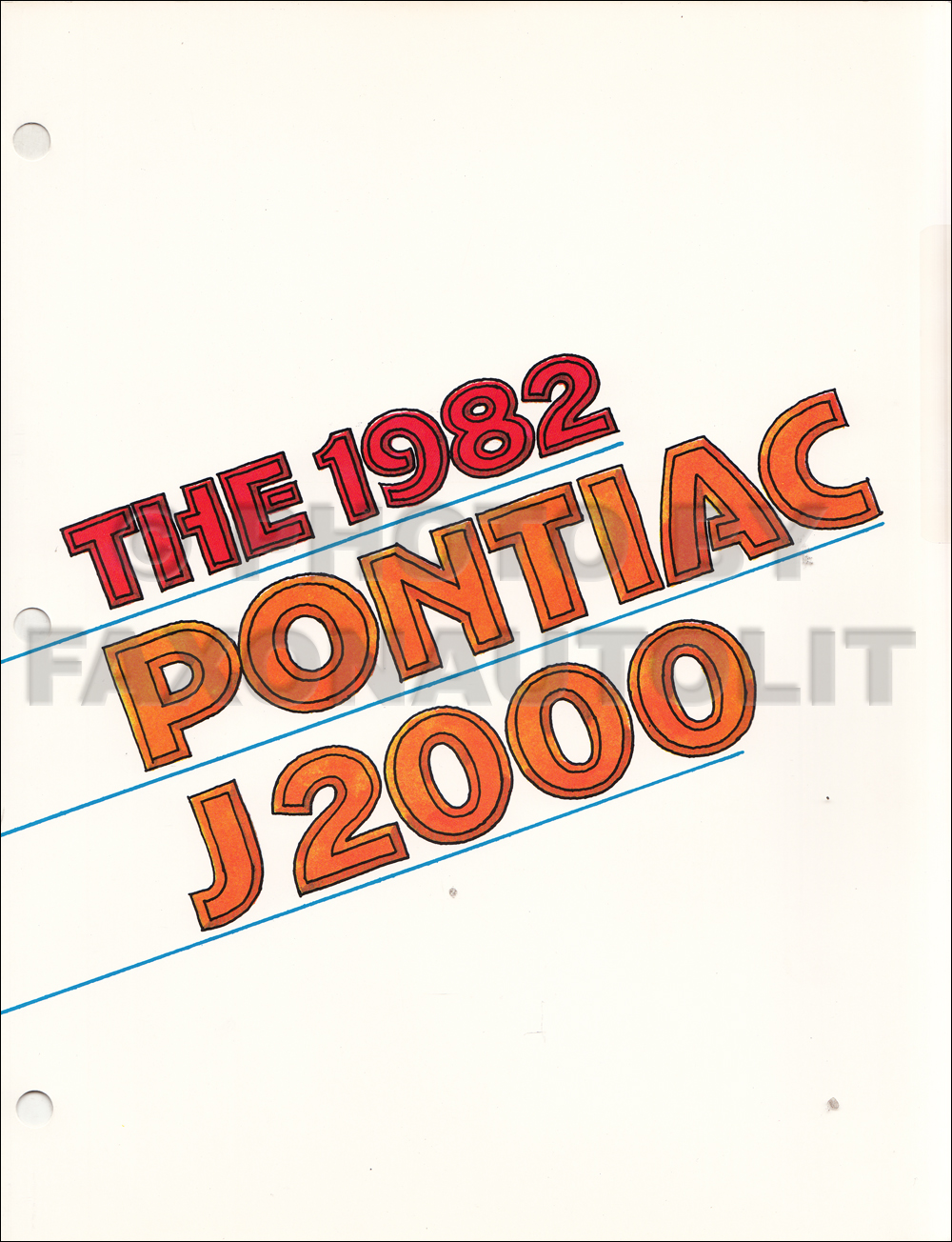 1982 Pontiac J2000 Color & Upholstery Album Insert Original