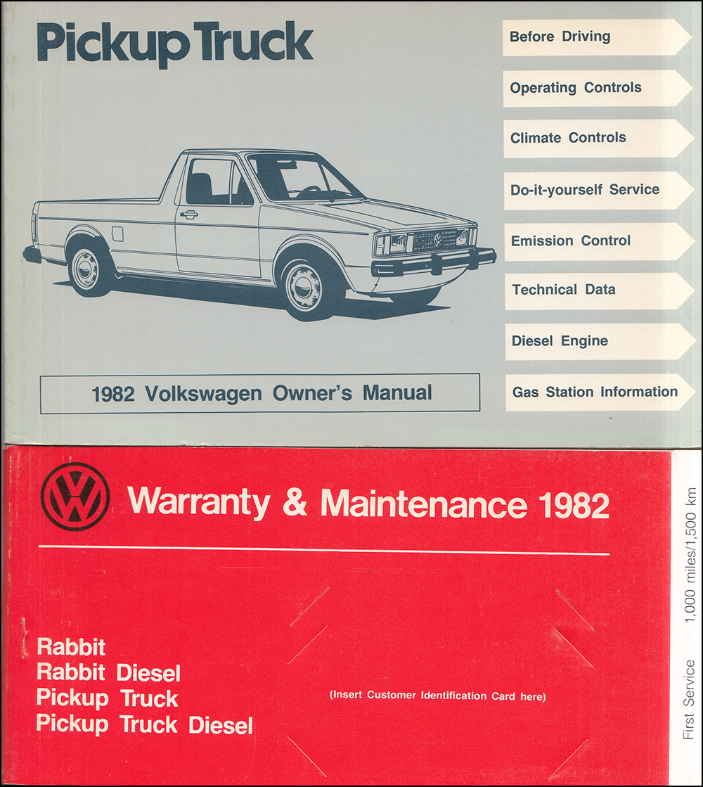 1982 Volkswagen Pickup Owner's Manual Original 