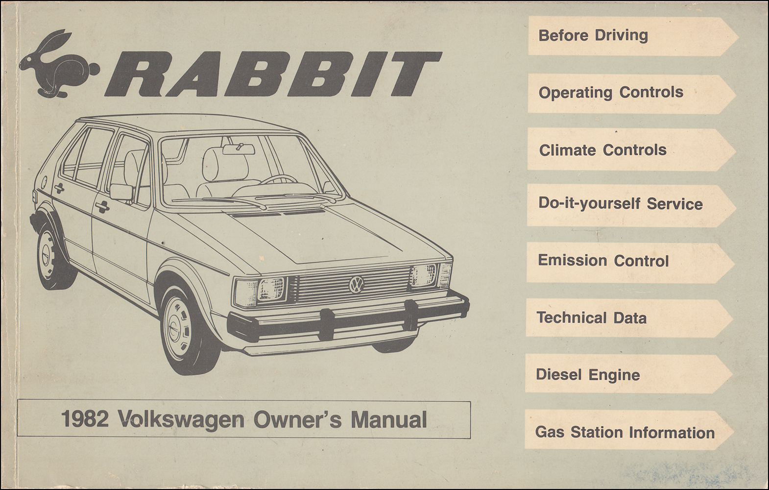 1982 Volkswagen Rabbit Owner's Manual Original